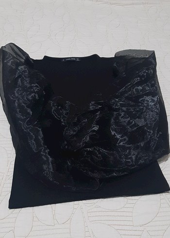 tül  Kollu Siyah  Bluz - Görsel 6