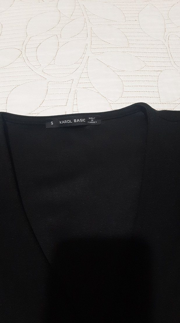 tül  Kollu Siyah  Bluz - Görsel 2