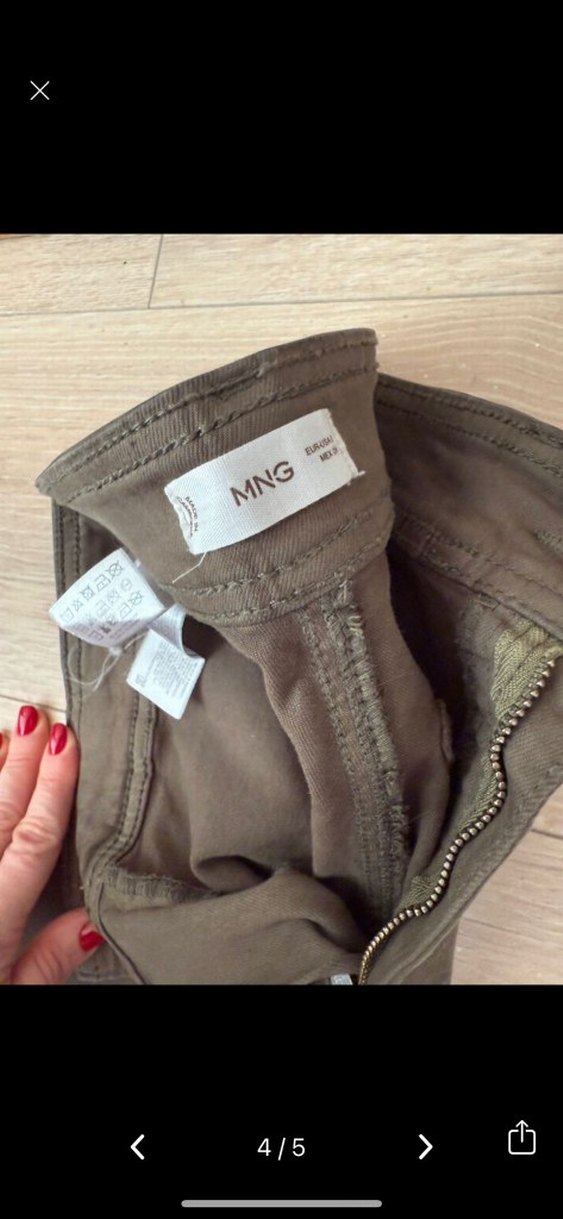 Kadın haki Kemerli Uzun  Pantolon - Görsel 3