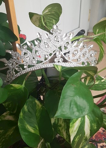 Beyaz Parlak Taşlı Gelin Tacı - Görsel 4