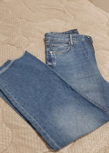 mqvi Tonlu Bol Kesim Midi Kot Pantolon - Görsel 2