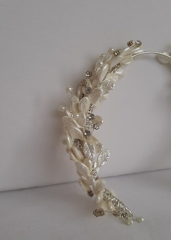 Beyaz Boncuklu Kadın Saç Aksesuarı - Görsel 2