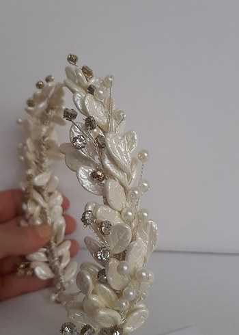 Beyaz Boncuklu Kadın Saç Aksesuarı - Görsel 3