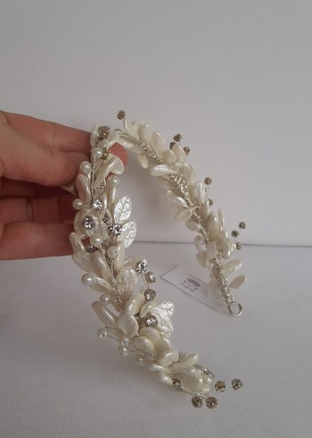 Beyaz Boncuklu Kadın Saç Aksesuarı - Görsel 4