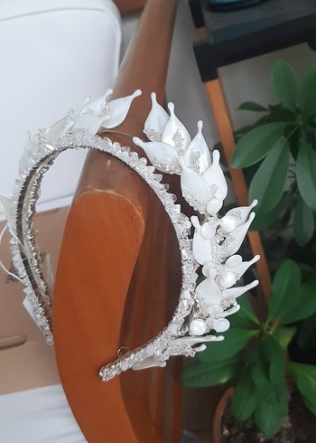 Beyaz Seramik Boncuklu Bohem Taç - Görsel 4