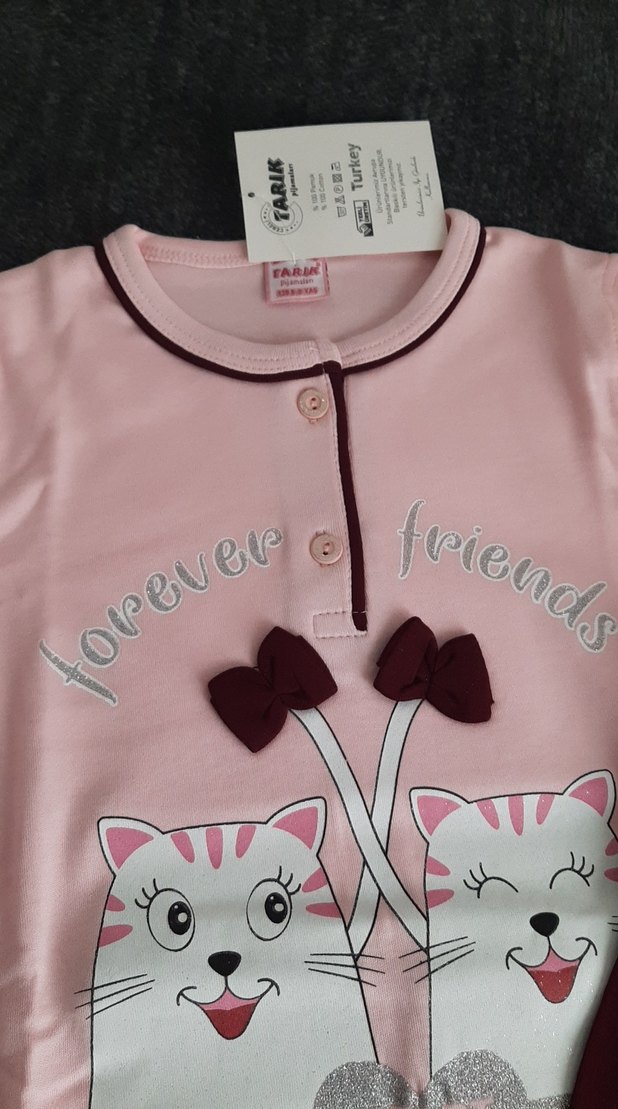 Pembe Baskılı Uzun Kollu  Pijama Takımı - Görsel 3