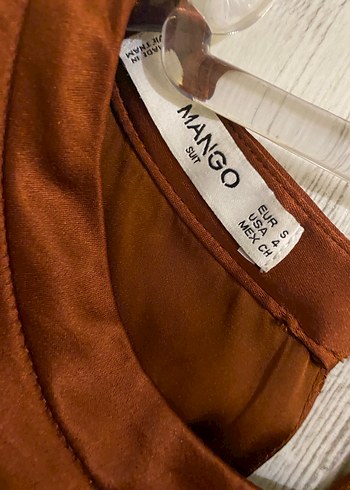 Mango Kiremit Uzun Saten Elbise - Görsel 3