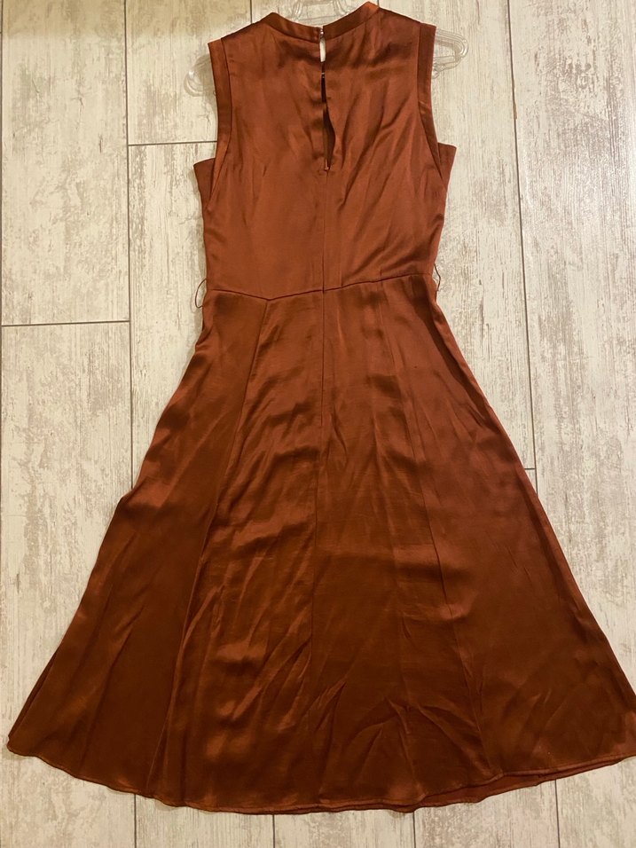 Mango Kiremit Uzun Saten Elbise - Görsel 2