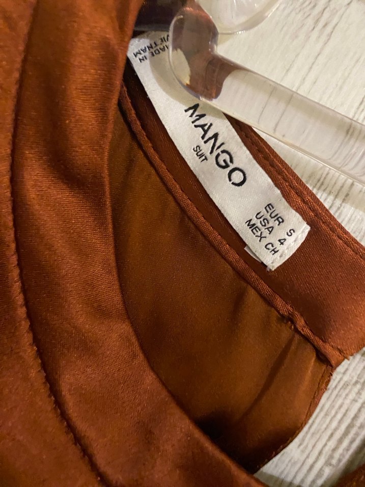 Mango Kiremit Uzun Saten Elbise - Görsel 3