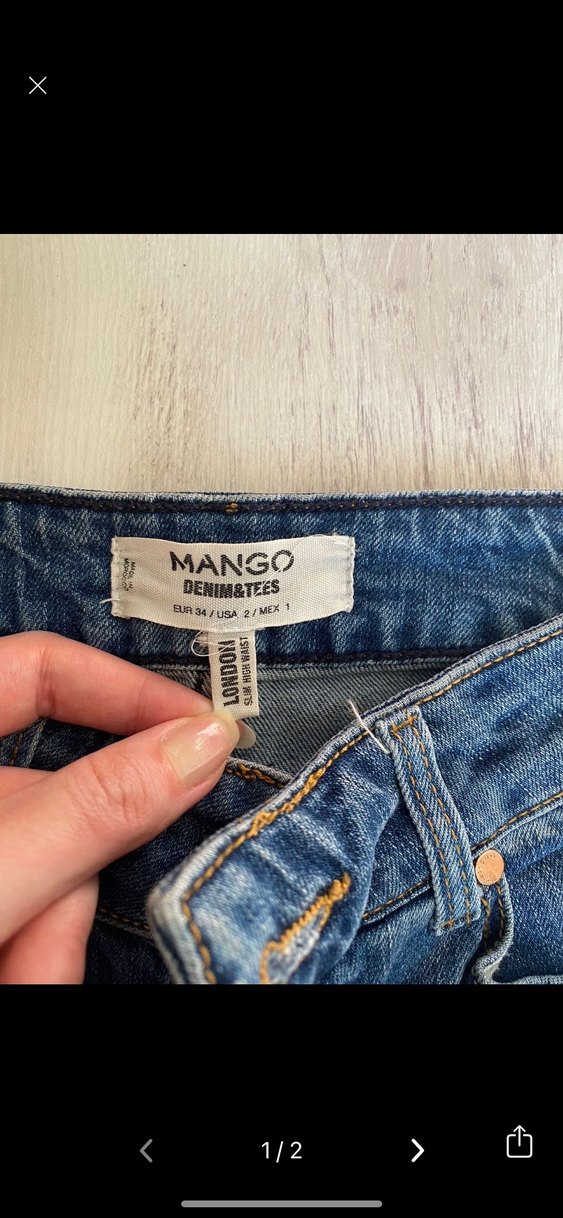 Mango Düğmeli Midi Denim Pantolon - Görsel 2