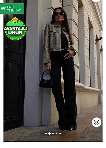 Siyah wide leg kot