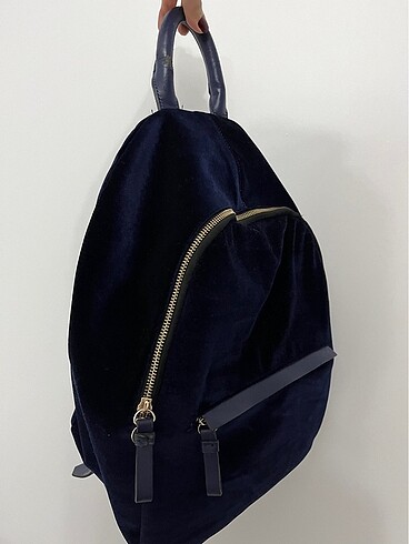 Zara Zara kadife lacivert sırt çantası