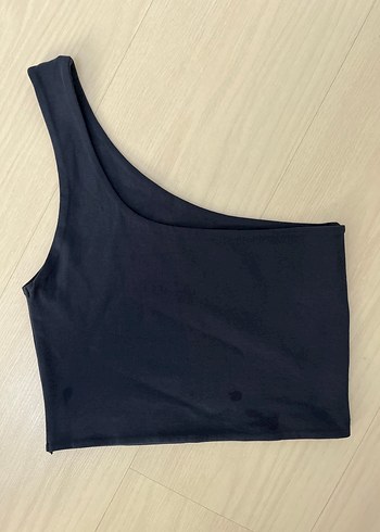 Zara Kadın Lacivert Tek Omuz Crop Top