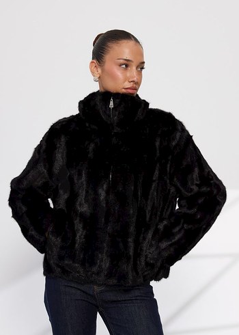 Pull and Bear Pull Bear Siyah Detayli Mont