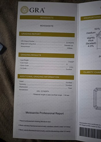 2.0ct Zümrüt Kesim Moissanite - Görsel 5