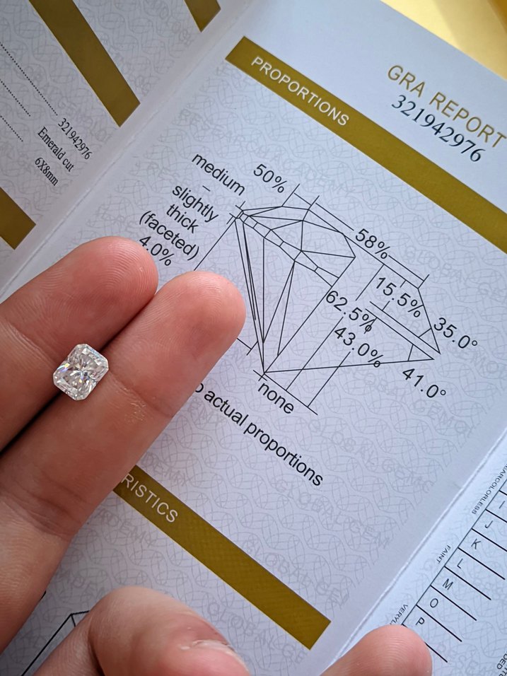 2.0ct Zümrüt Kesim Moissanite - Görsel 2
