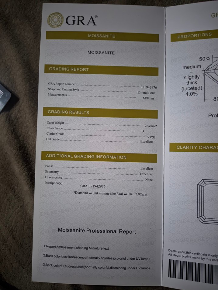 2.0ct Zümrüt Kesim Moissanite - Görsel 5