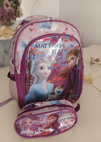 Mor Pastel Frozen Okul Çantası ve Kalemlik