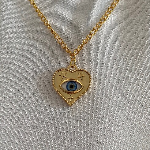 Gold kalp yıldız mavi yeşil göz kolye vintage y2k spritüel