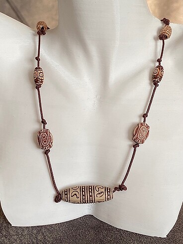 Choker etnik otantik vintage bohem afrika hint tahta boncuk ip k