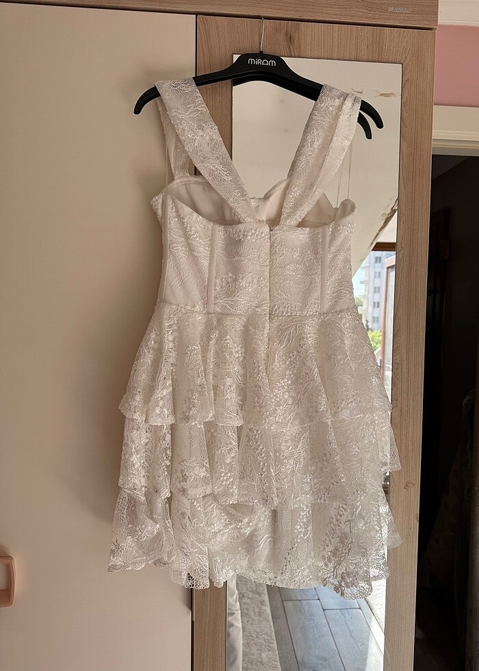 Beyaz mini elbise - Görsel 2