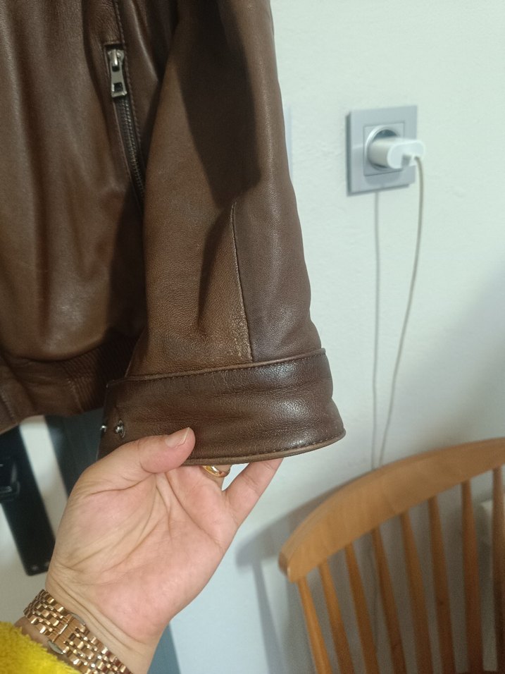 Kahverengi Deri Erkek Ceket - Görsel 3