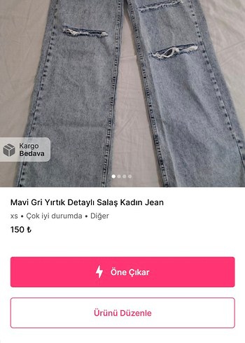 Diğer Gri Kadın Denim Jean - Salaş ve Düğmeli