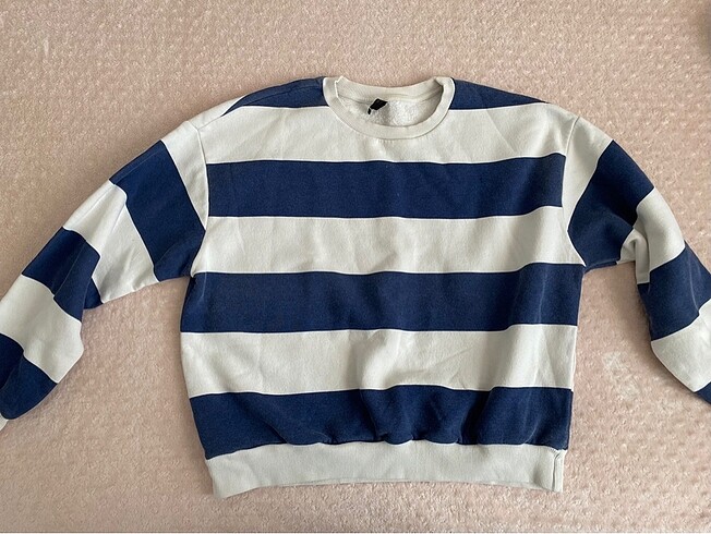 Defacto Lacivert Beyaz Çizgili Sweatshirt