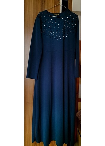 Indigo renkli tesettür elbise  - Görsel 2