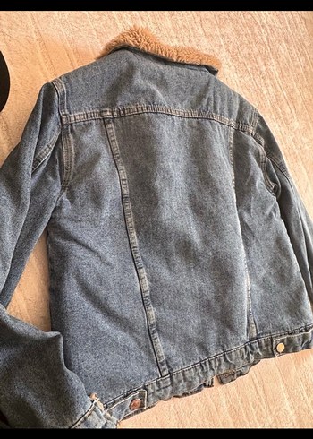 Diğer Kürklü Gri Kadın Denim Ceket