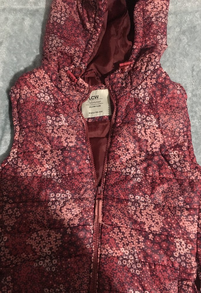 Kız Çocuk Kapüşonlu Desenli Fuşya Yelek - Görsel 4