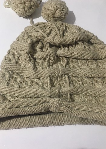 Kadın Bej Örgü Bere - Görsel 2