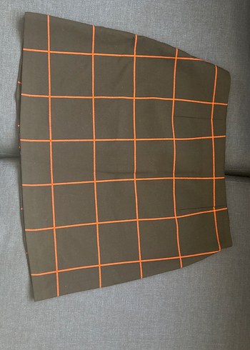 Fermuarlı Kareli Midi Kadın Etek - Görsel 2