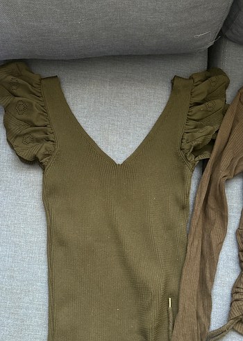 Siyah balon kol kısa body ve uzun kollu beli daraltmalı body - Görsel 2