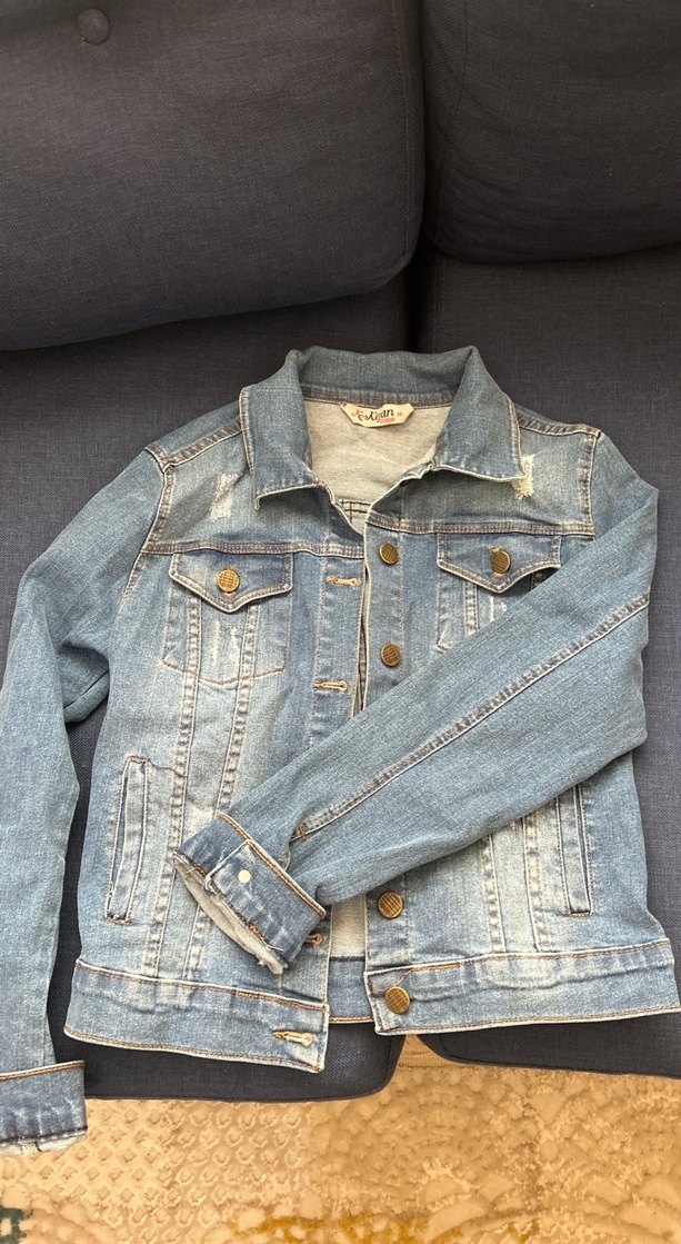 Düğmeli açık mavi kot ceket - Görsel 2