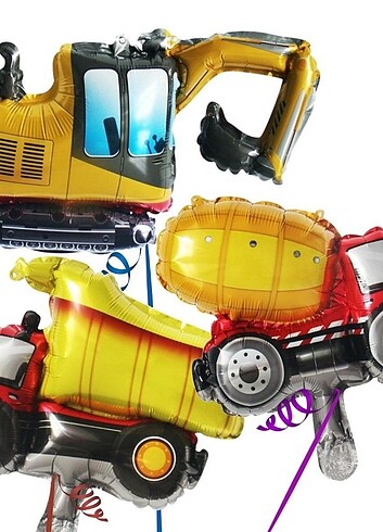 3lü set inşaat araçları folyo balon 