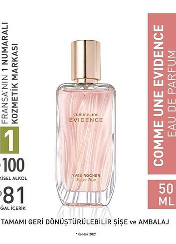  Beden Yves rocher comme une evidence Parfüm intense 50 ml