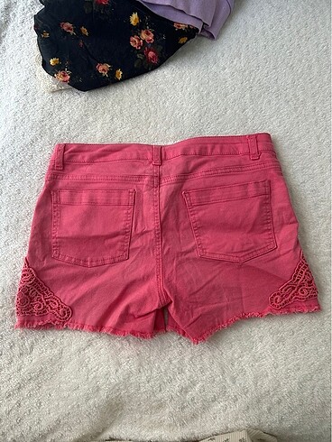 s Beden pembe Renk Pembe kot şort