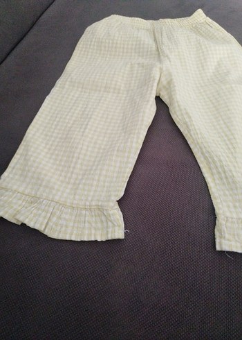 24-36 Ay Beden sarı Renk Kız Çocuk Sarı Keten Bol Kesim Pantolon
