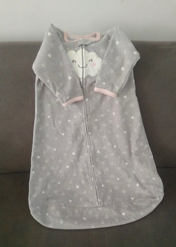 Kız Bebek Gri Fermuarlı Polar Uyku Tulumu m beden - Görsel 6