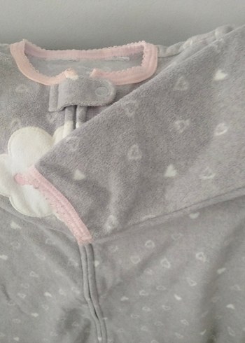 Kız Bebek Gri Fermuarlı Polar Uyku Tulumu m beden - Görsel 7
