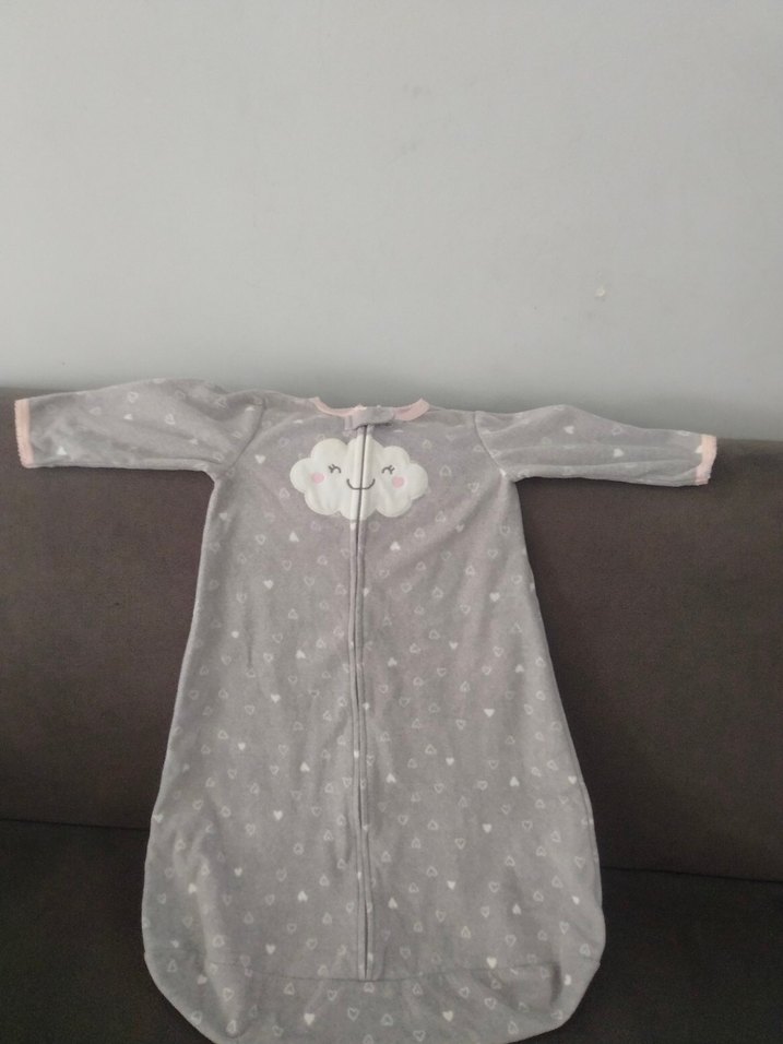Kız Bebek Gri Fermuarlı Polar Uyku Tulumu m beden - Görsel 3