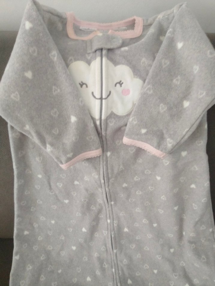 Kız Bebek Gri Fermuarlı Polar Uyku Tulumu m beden - Görsel 2