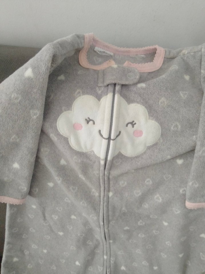 Kız Bebek Gri Fermuarlı Polar Uyku Tulumu m beden - Görsel 4