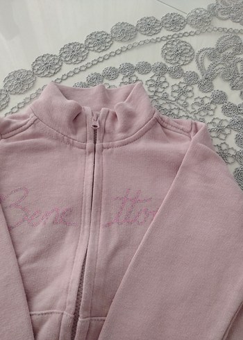 Benetton Kız Çocuk Pembe Fermuarlı Yumuşak Hırka