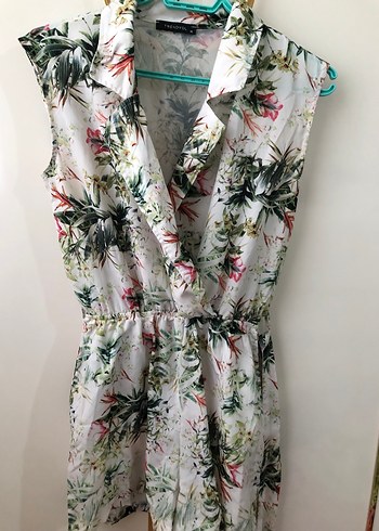 Çiçek Desenli Kadın Mini Tulum - Görsel 2