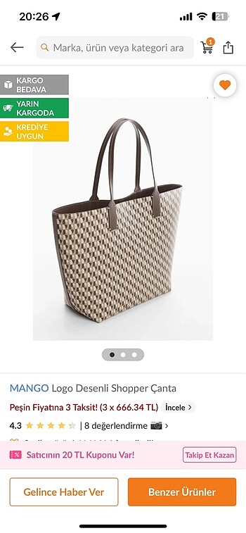 mango etiketli tote bag
