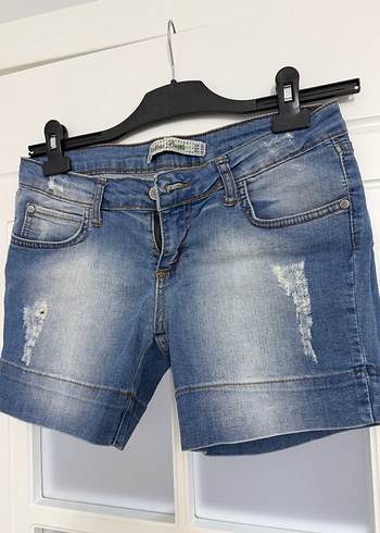 Kadın Mavi Rahat Kesim Kot Şort - Görsel 2