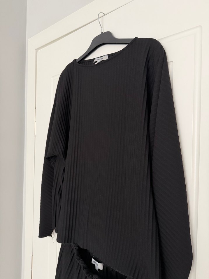 İpekyol Piliseli Siyah Bluzu, Uzun Kollu - Görsel 4