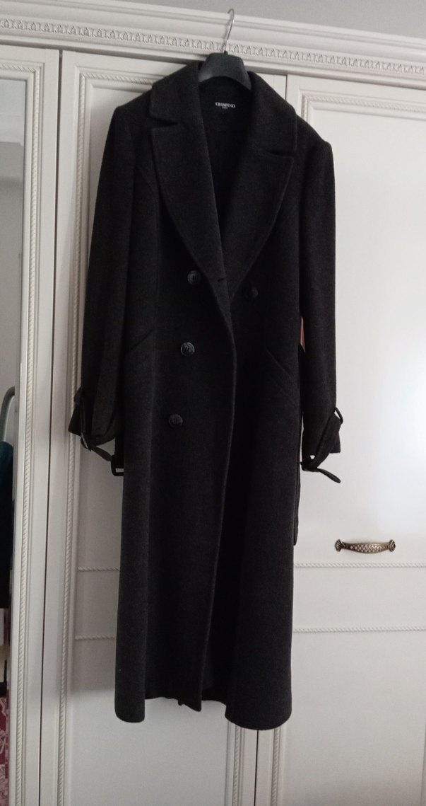 Crıspıno Antrasit Rengi Uzun Kuşaklı Kaban - Görsel 2